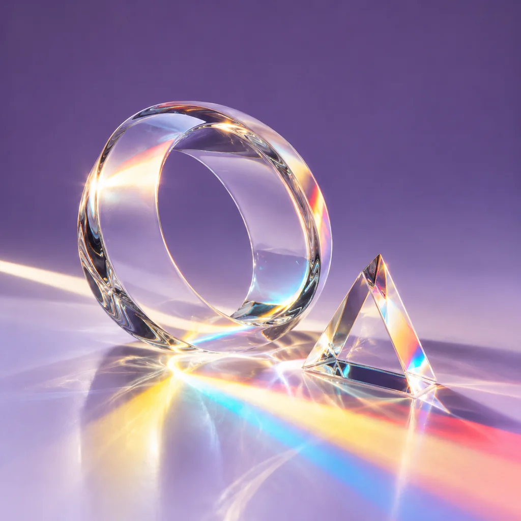 Light refracting through glass sculptures